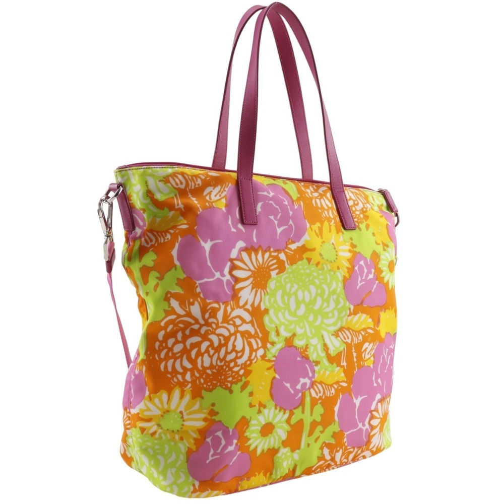 Prada PRADA 2-Way Shoulder Tote Bag, Floral Pattern, Nylon, Pink, Flower Desi... - Picture 3 of 16